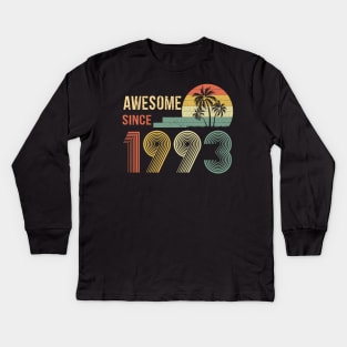 29 Years Old Awesome Since 1993 Gifts 29th Birthday Gift Kids Long Sleeve T-Shirt